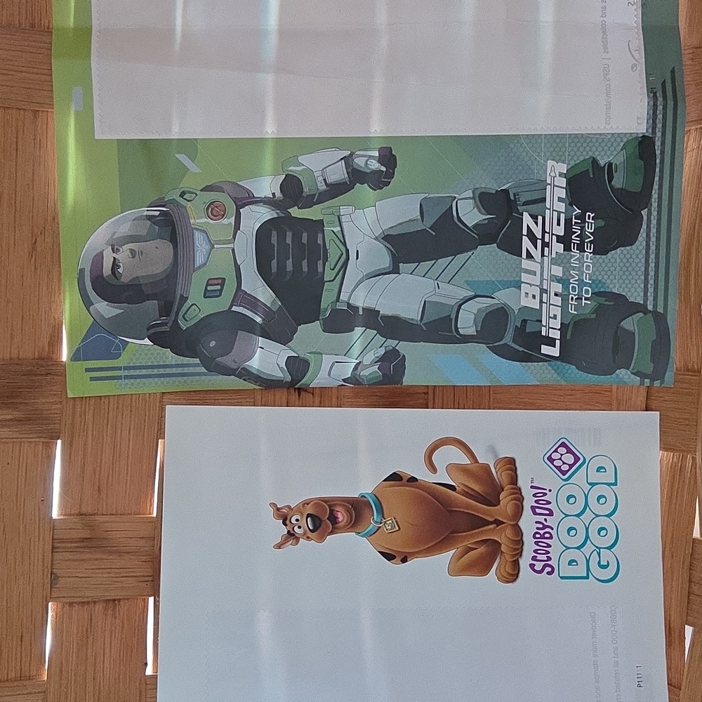 DISNEY/PIXAR BUZZ LIGHTYEAR & SCOOBY-DOO STICKERS FROM USPS FOREVER STAMPS